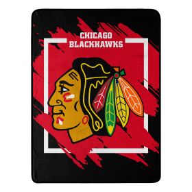 Blackhawks OFFICIAL NHL "Run" Micro Raschel Throw Blanket; 46" x 60"