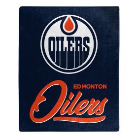 Oilers OFFICIAL NHL "Signature" Raschel Throw Blanket; 50" x 60"