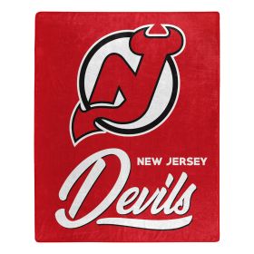 Devils OFFICIAL NHL "Signature" Raschel Throw Blanket; 50" x 60"