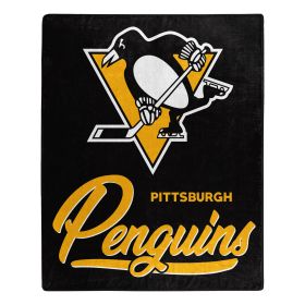 Penguins OFFICIAL NHL "Signature" Raschel Throw Blanket; 50" x 60"