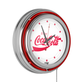 Enjoy Coke White Neon Clock - Two Neon Rings